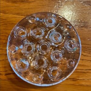 Vintage Glass Flower Frog Ikebana Stem Holder 3” Floral Arranging Insert